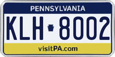 PA license plate KLH8002