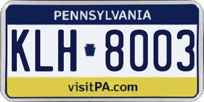 PA license plate KLH8003