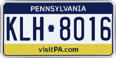 PA license plate KLH8016