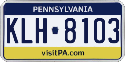 PA license plate KLH8103