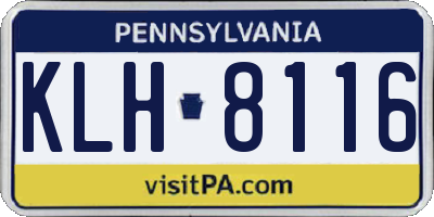 PA license plate KLH8116