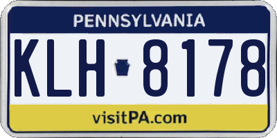PA license plate KLH8178