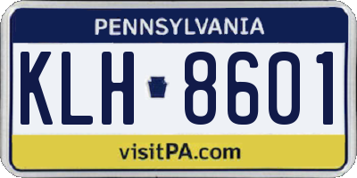 PA license plate KLH8601