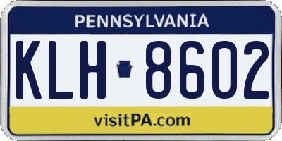 PA license plate KLH8602
