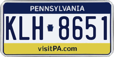 PA license plate KLH8651