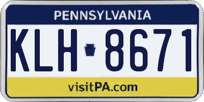 PA license plate KLH8671
