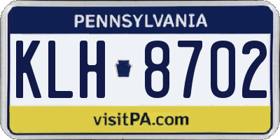 PA license plate KLH8702