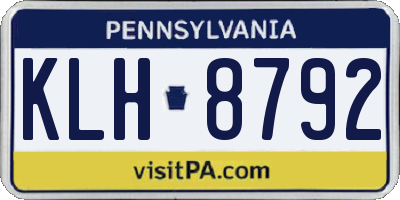 PA license plate KLH8792