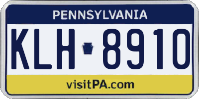 PA license plate KLH8910