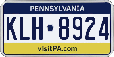 PA license plate KLH8924