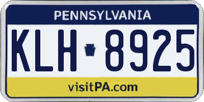 PA license plate KLH8925