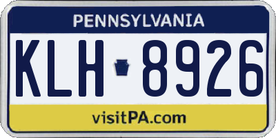 PA license plate KLH8926