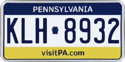 PA license plate KLH8932