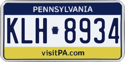 PA license plate KLH8934