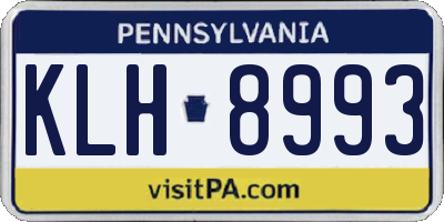 PA license plate KLH8993