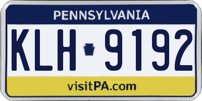 PA license plate KLH9192