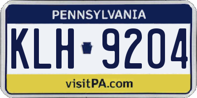 PA license plate KLH9204