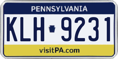 PA license plate KLH9231