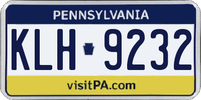 PA license plate KLH9232