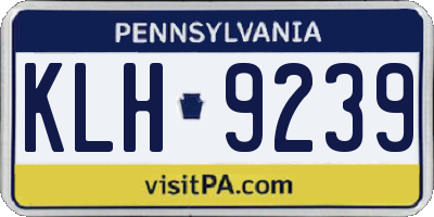 PA license plate KLH9239