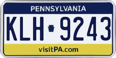 PA license plate KLH9243