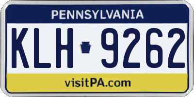 PA license plate KLH9262