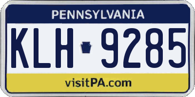 PA license plate KLH9285