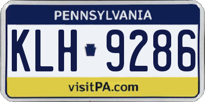PA license plate KLH9286