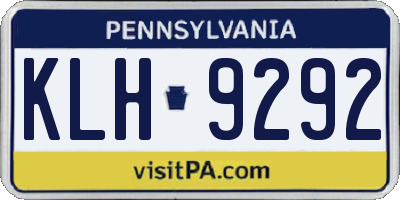 PA license plate KLH9292