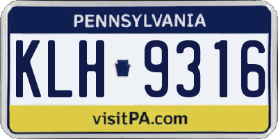 PA license plate KLH9316