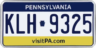 PA license plate KLH9325