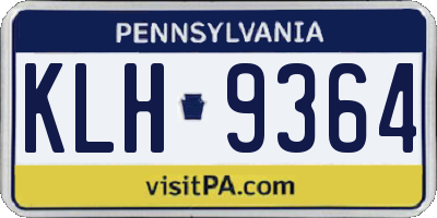 PA license plate KLH9364