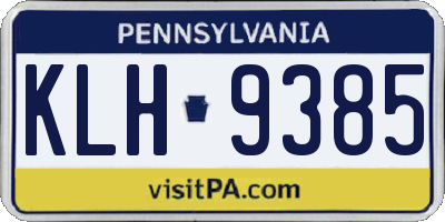 PA license plate KLH9385