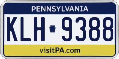 PA license plate KLH9388