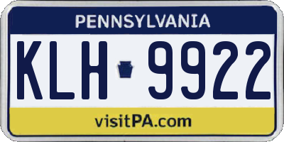 PA license plate KLH9922