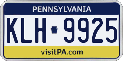 PA license plate KLH9925