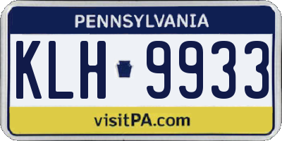 PA license plate KLH9933