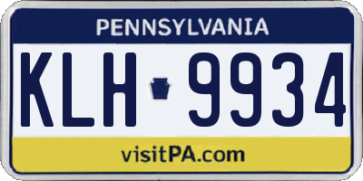 PA license plate KLH9934