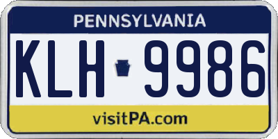 PA license plate KLH9986