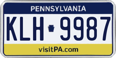 PA license plate KLH9987