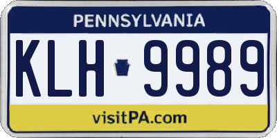 PA license plate KLH9989