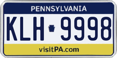 PA license plate KLH9998