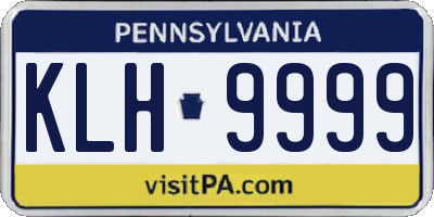 PA license plate KLH9999