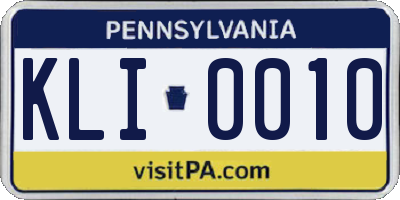 PA license plate KLI0010