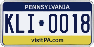 PA license plate KLI0018