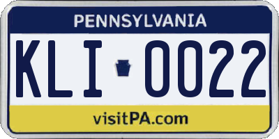 PA license plate KLI0022