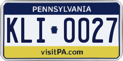 PA license plate KLI0027