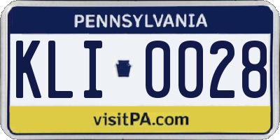 PA license plate KLI0028