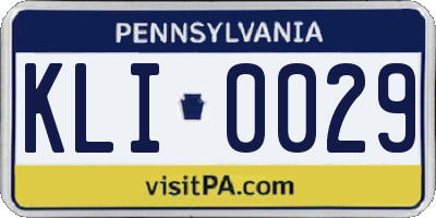 PA license plate KLI0029