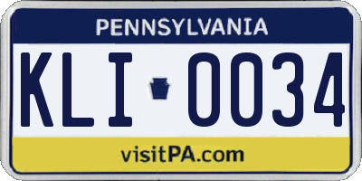 PA license plate KLI0034